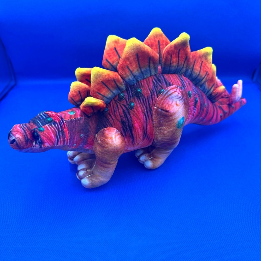 Stegosaurus Dinosaur Plush Stuffed Animal Realistic Print 14"Toy Spikes Jurassic